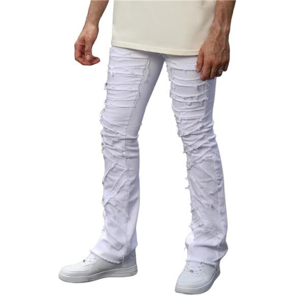 New With Tags Other - New w Tags Men's Ripped Bootcut Jeans Slim Fit Bell Bottom Ripped Flared Denim